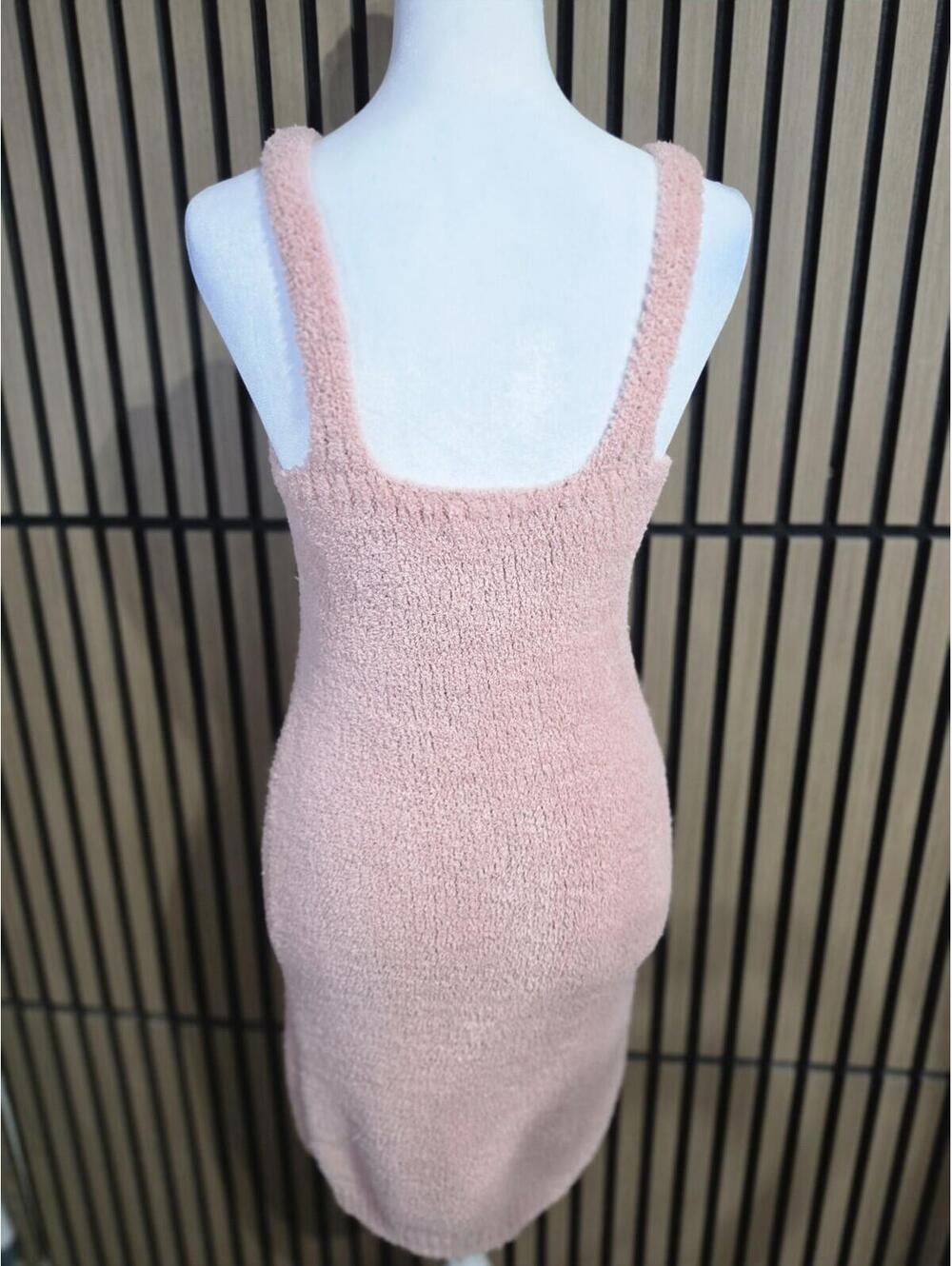 Pink Solid Knit 2-Piece Set Women Scoop Neck Dress & Long Sleeve Cardigan - Picture 6 of 6